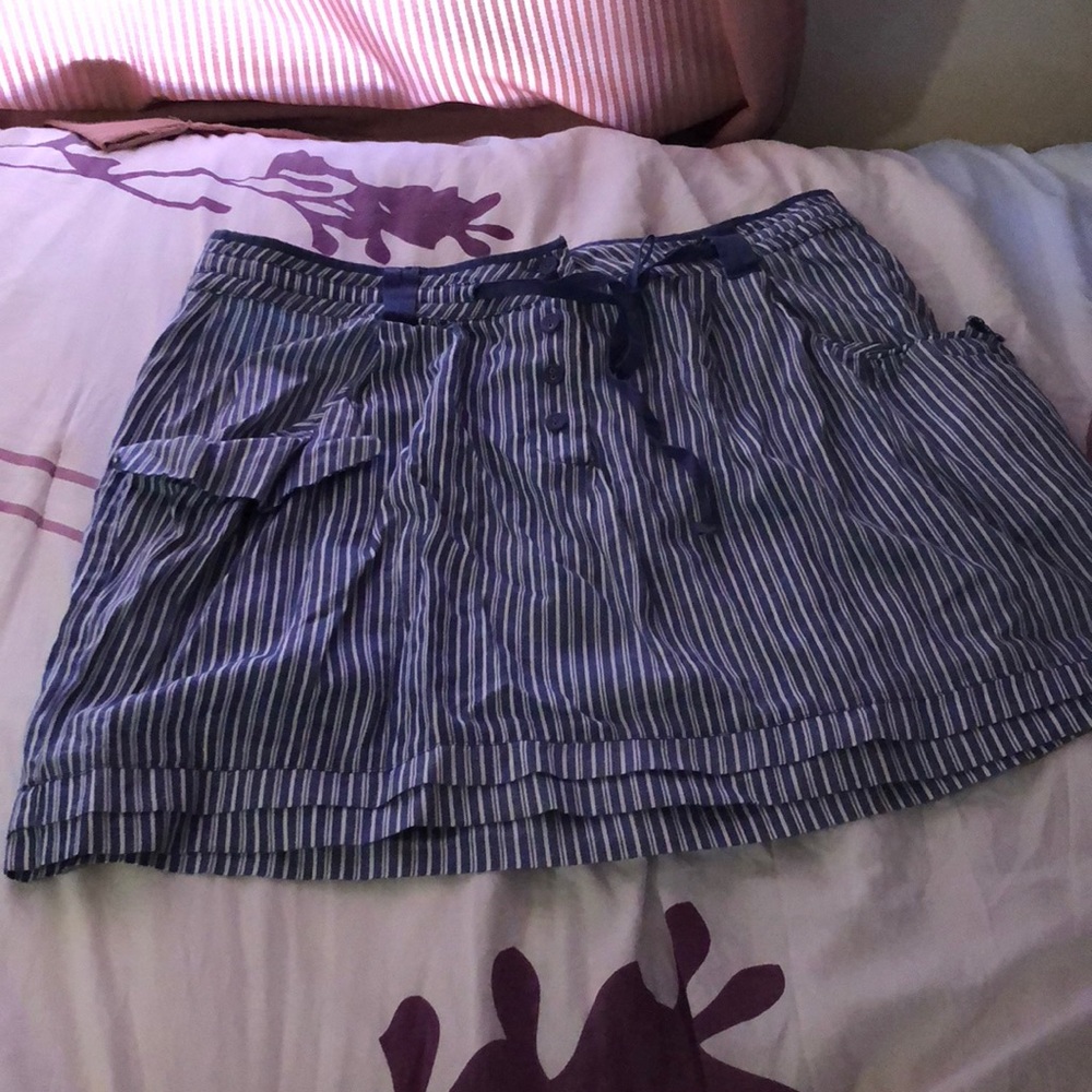 A blue and white skirt from Old Navy.